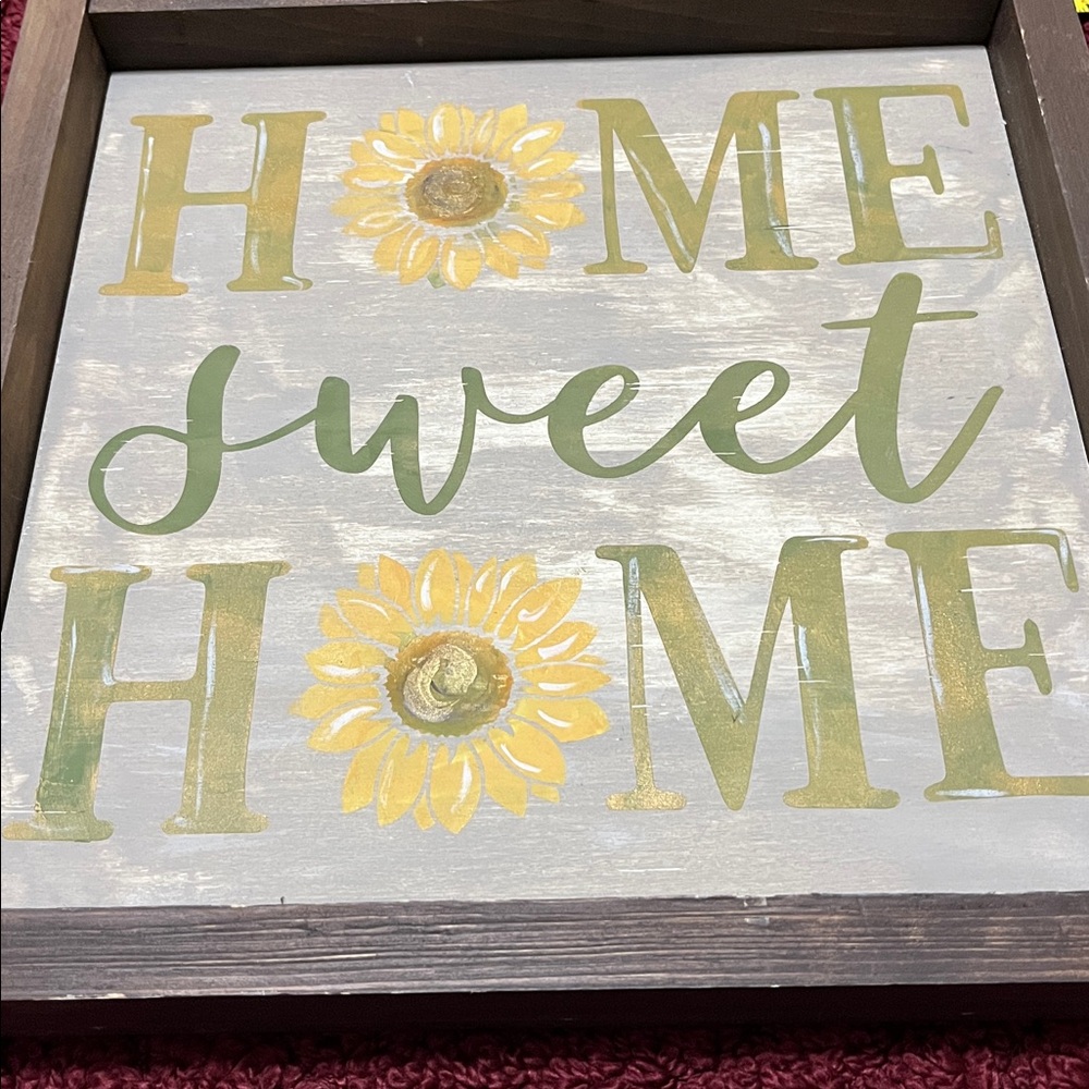 Very welcoming “HOME SWEET HOME” picture. 13“ x 13”. Wood. Used. Good condition.